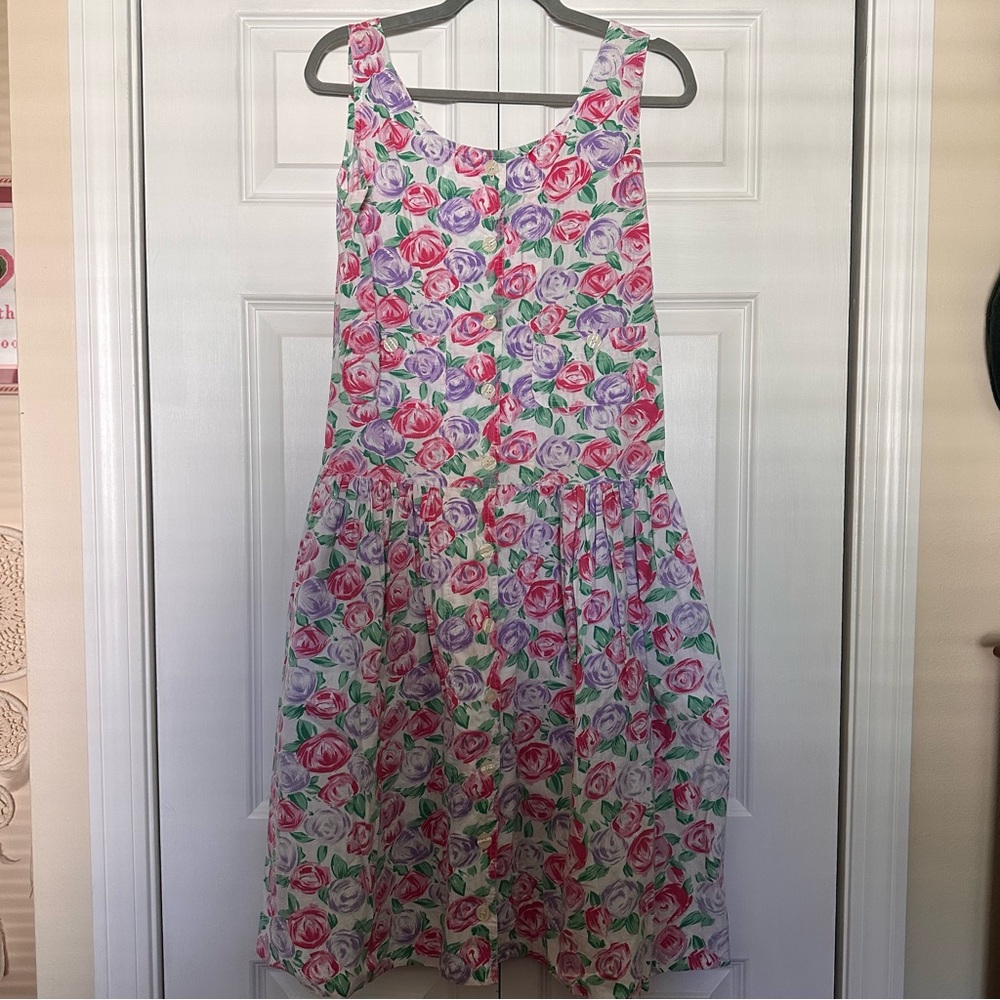 Sleeveless Floral Summer Dress in Pink & Purple